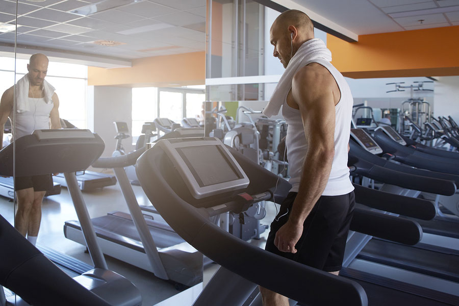 Man running on treadmill