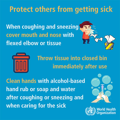 infographic from WHO advocating for safety measures when sick
